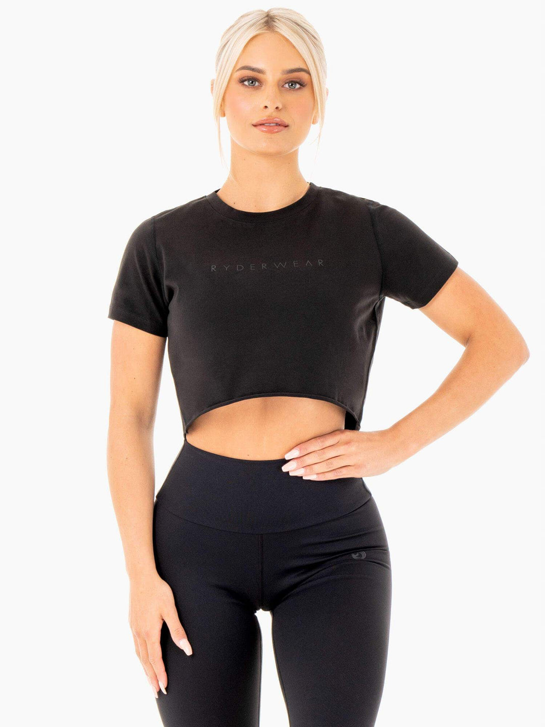 Motion Cropped T-Shirt - Black Clothing Ryderwear 