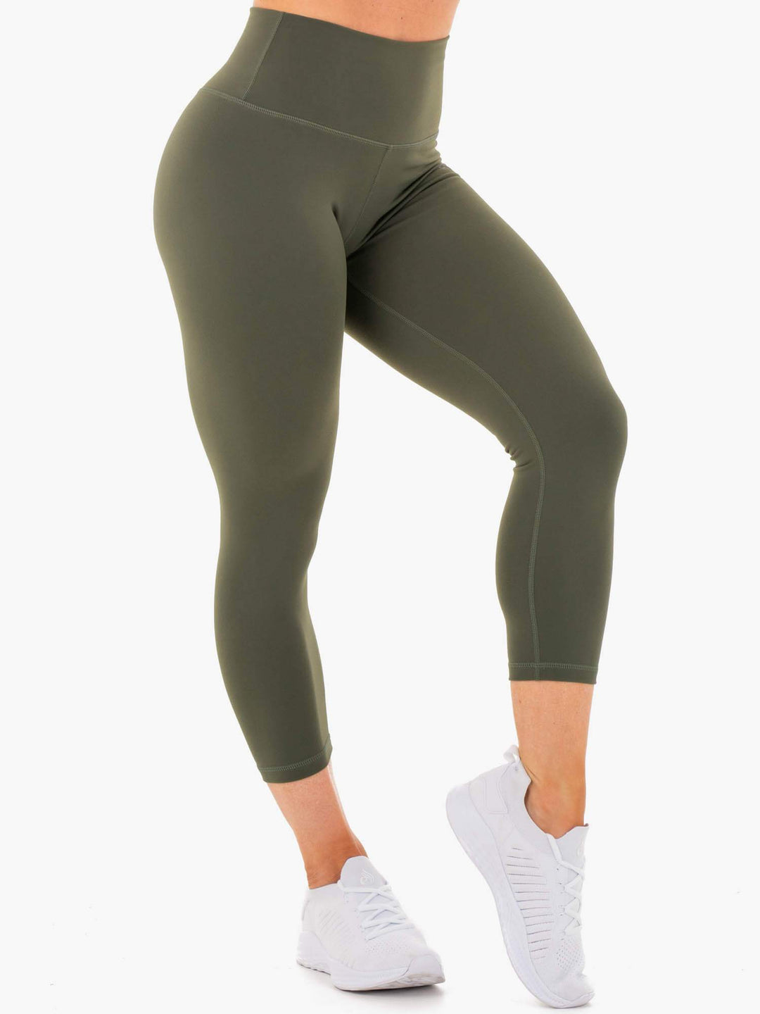 Motion High Waisted 7/8 Leggings - Khaki Clothing Ryderwear 