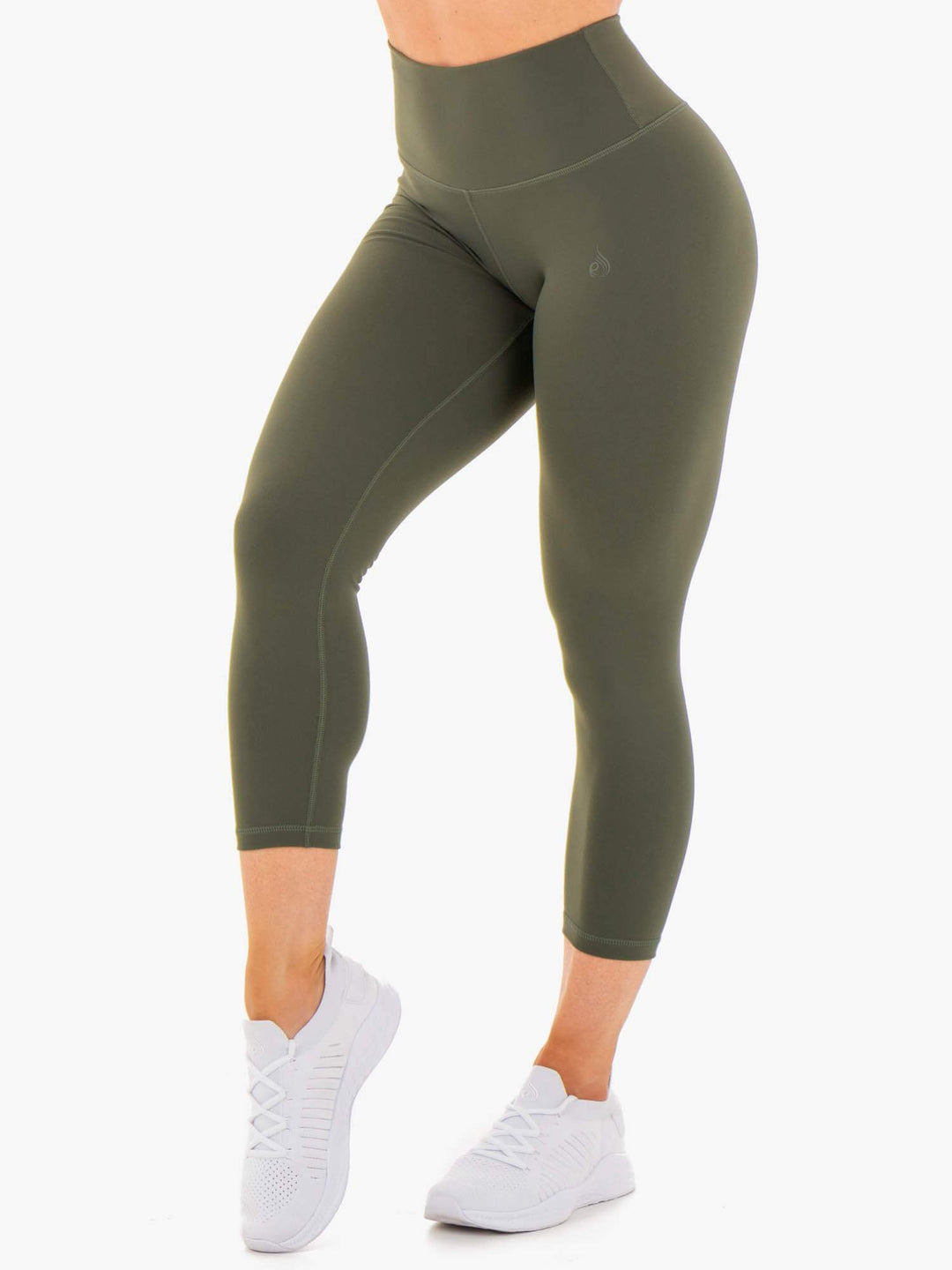 Motion High Waisted 7/8 Leggings - Khaki Clothing Ryderwear 