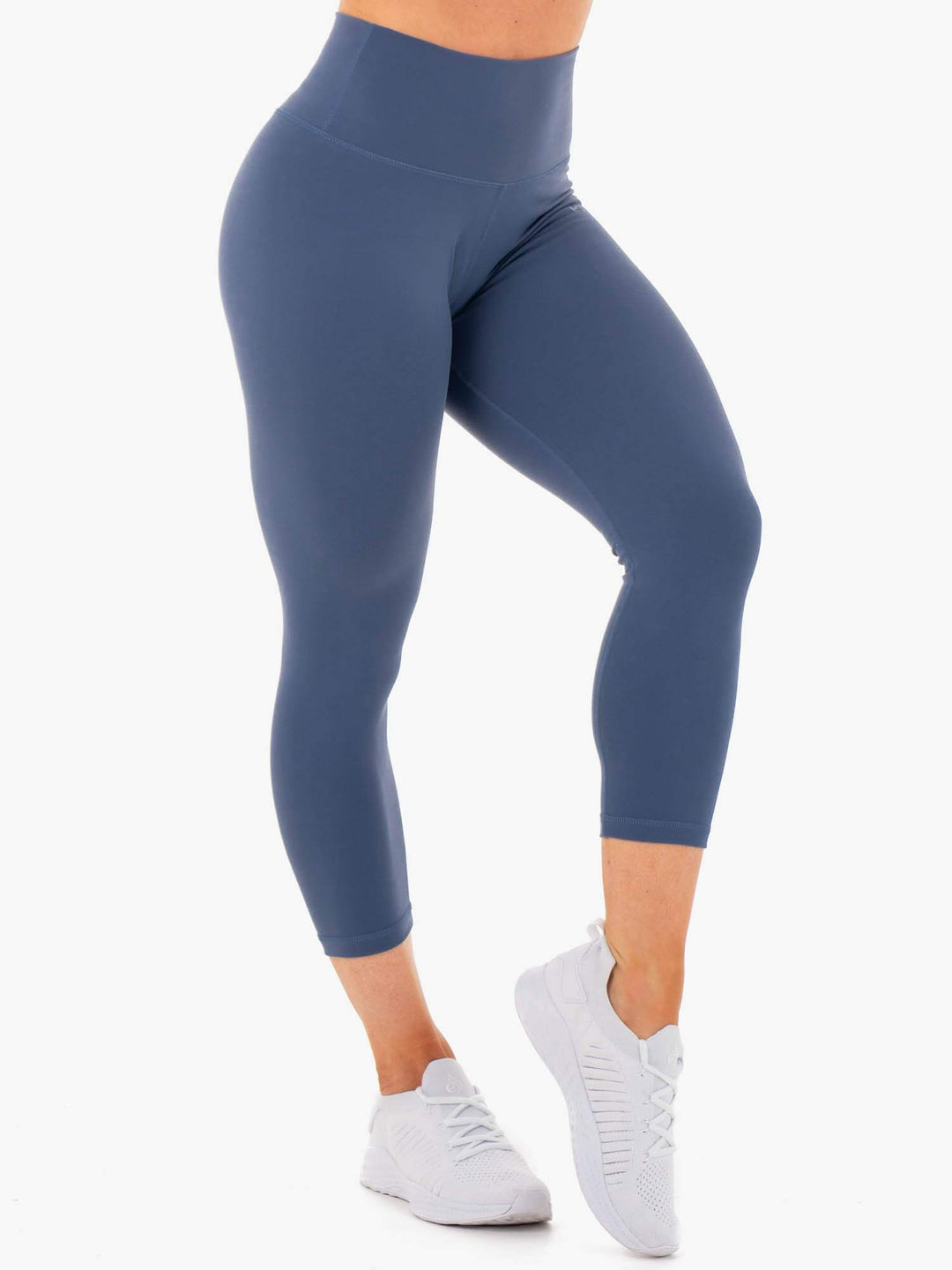 Motion High Waisted 7/8 Leggings - Steel Blue Clothing Ryderwear 