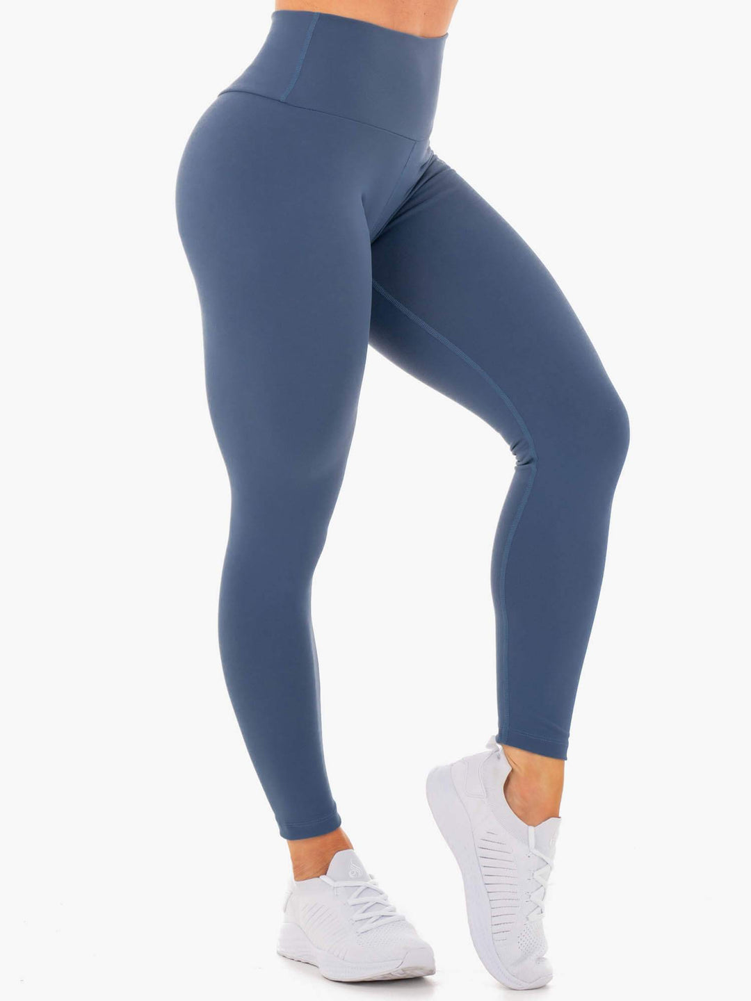 Motion High Waisted Leggings - Steel Blue Clothing Ryderwear 