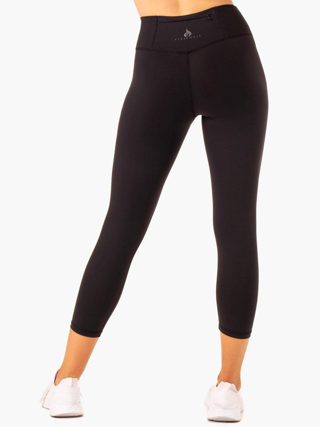 Movement High Waisted 7/8 Pocket Leggings - Black Clothing Ryderwear 