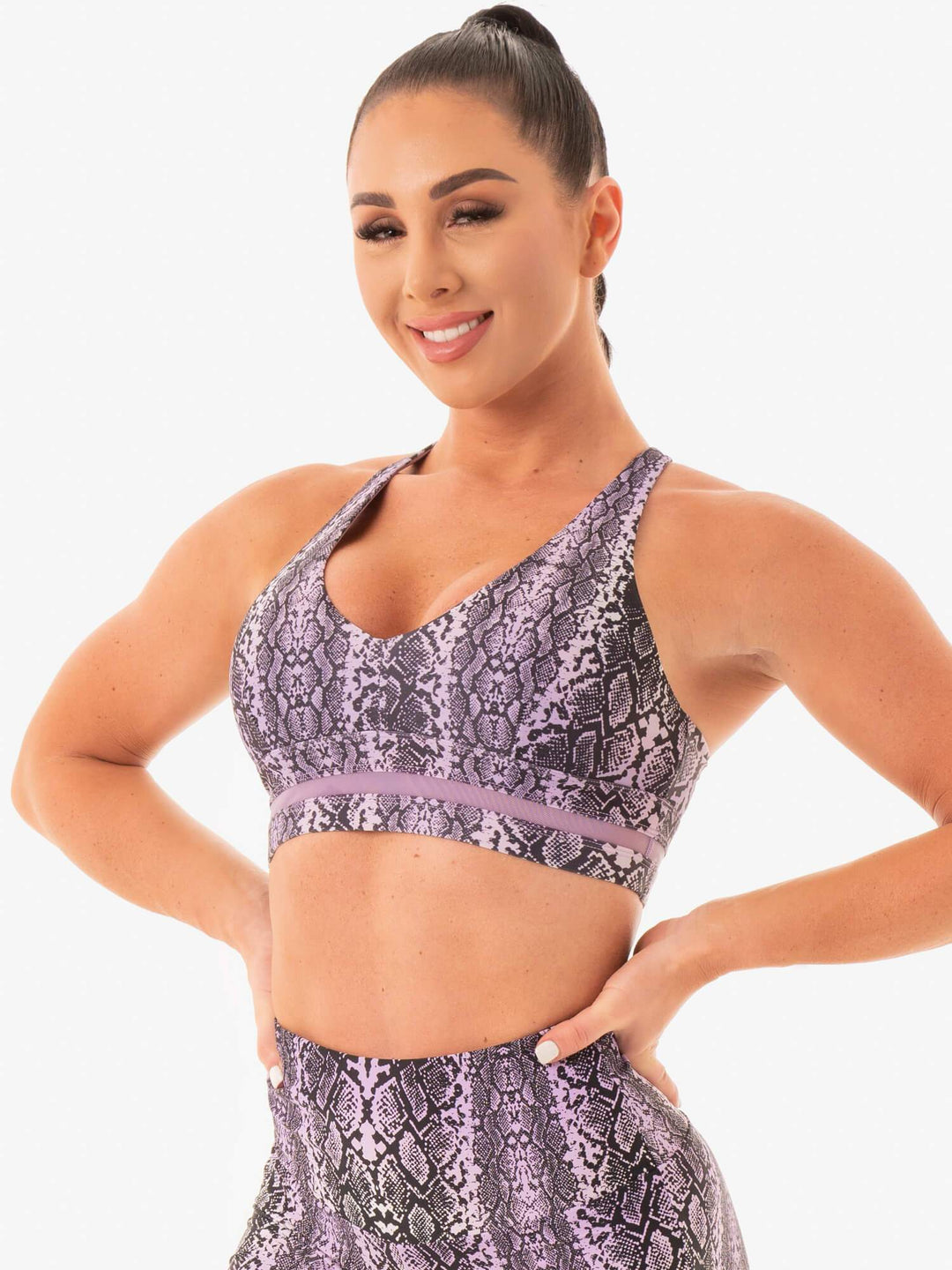 NEM X RW Sports Bra - Purple Snake Clothing Ryderwear 