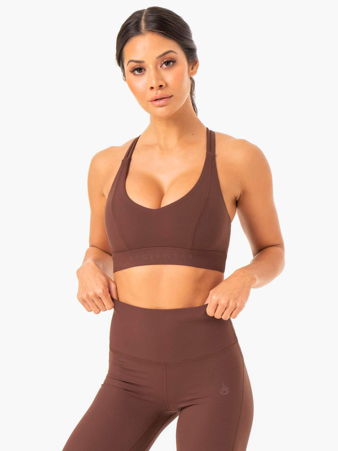 NKD Align Sports Bra - Chocolate Clothing Ryderwear 