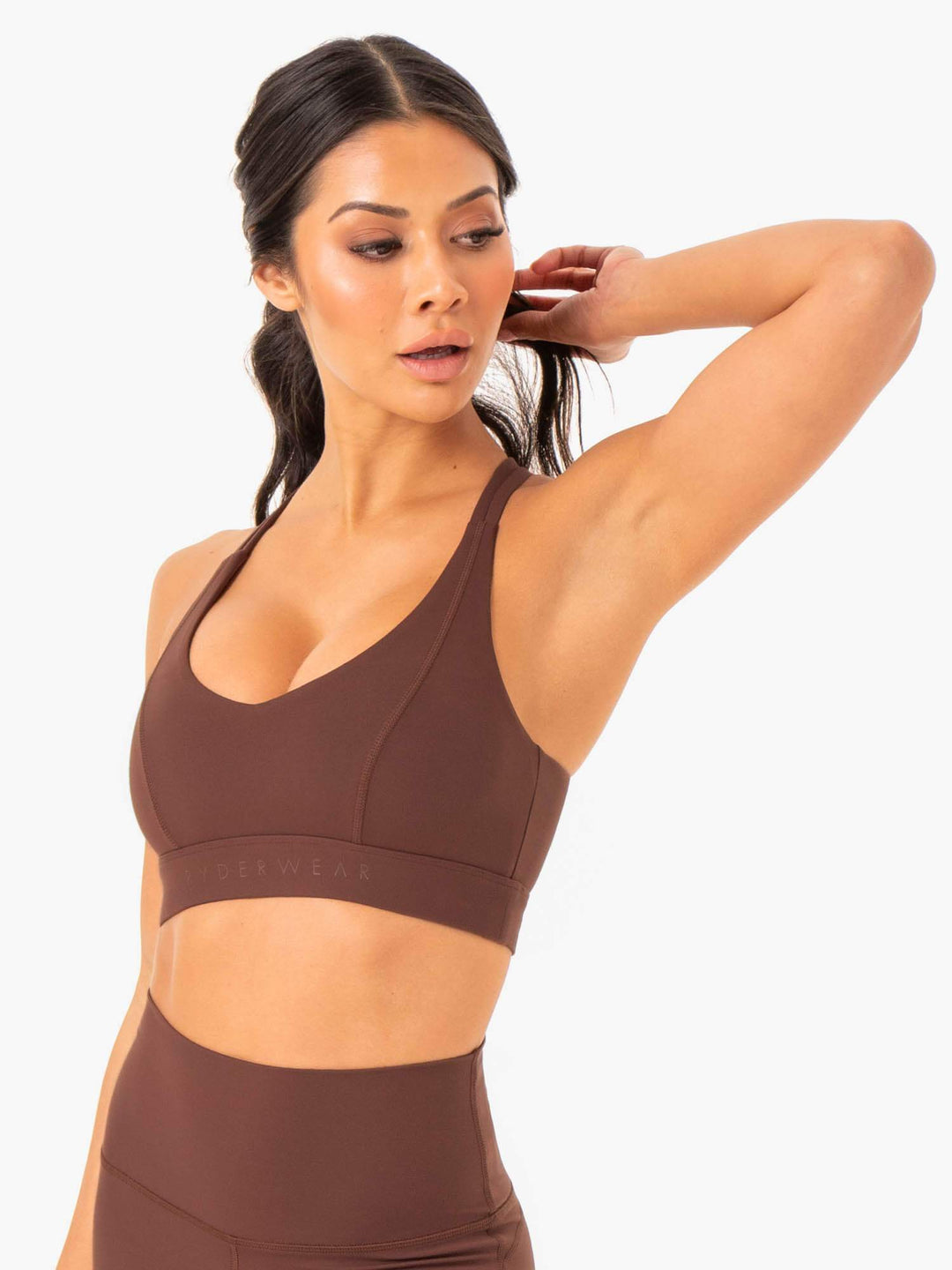 NKD Align Sports Bra - Chocolate Clothing Ryderwear 