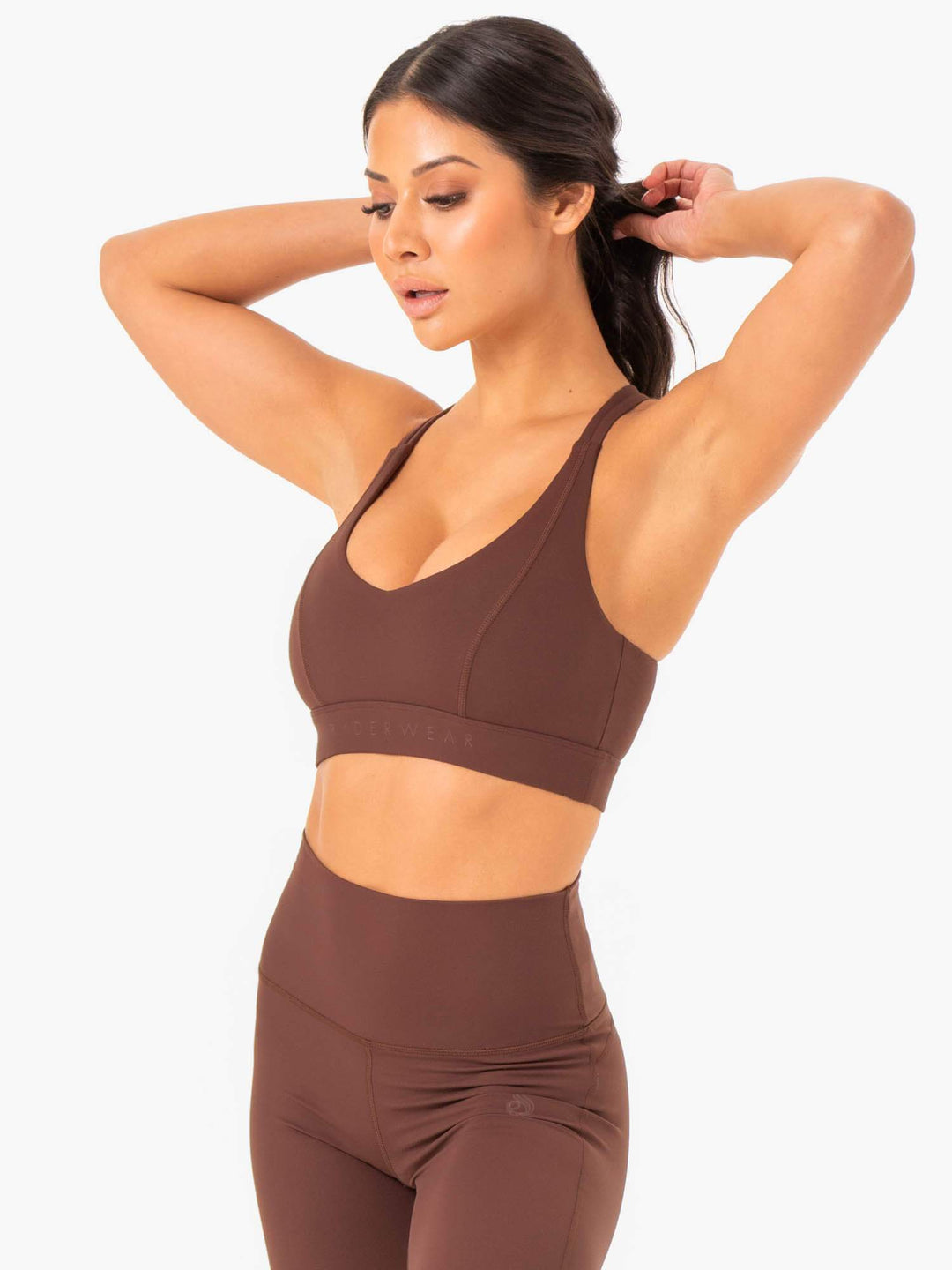 NKD Align Sports Bra - Chocolate Clothing Ryderwear 