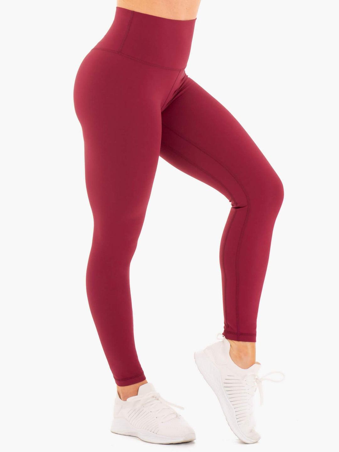 NKD High Waisted Leggings - Berry Red Clothing Ryderwear 