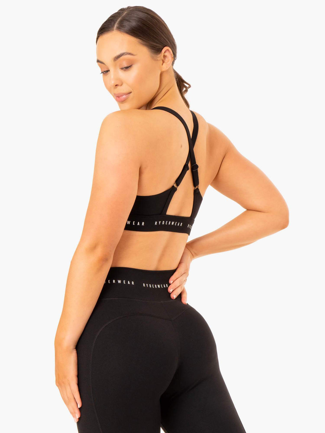 Reflex Cross Over Sports Bra - Black Clothing Ryderwear 