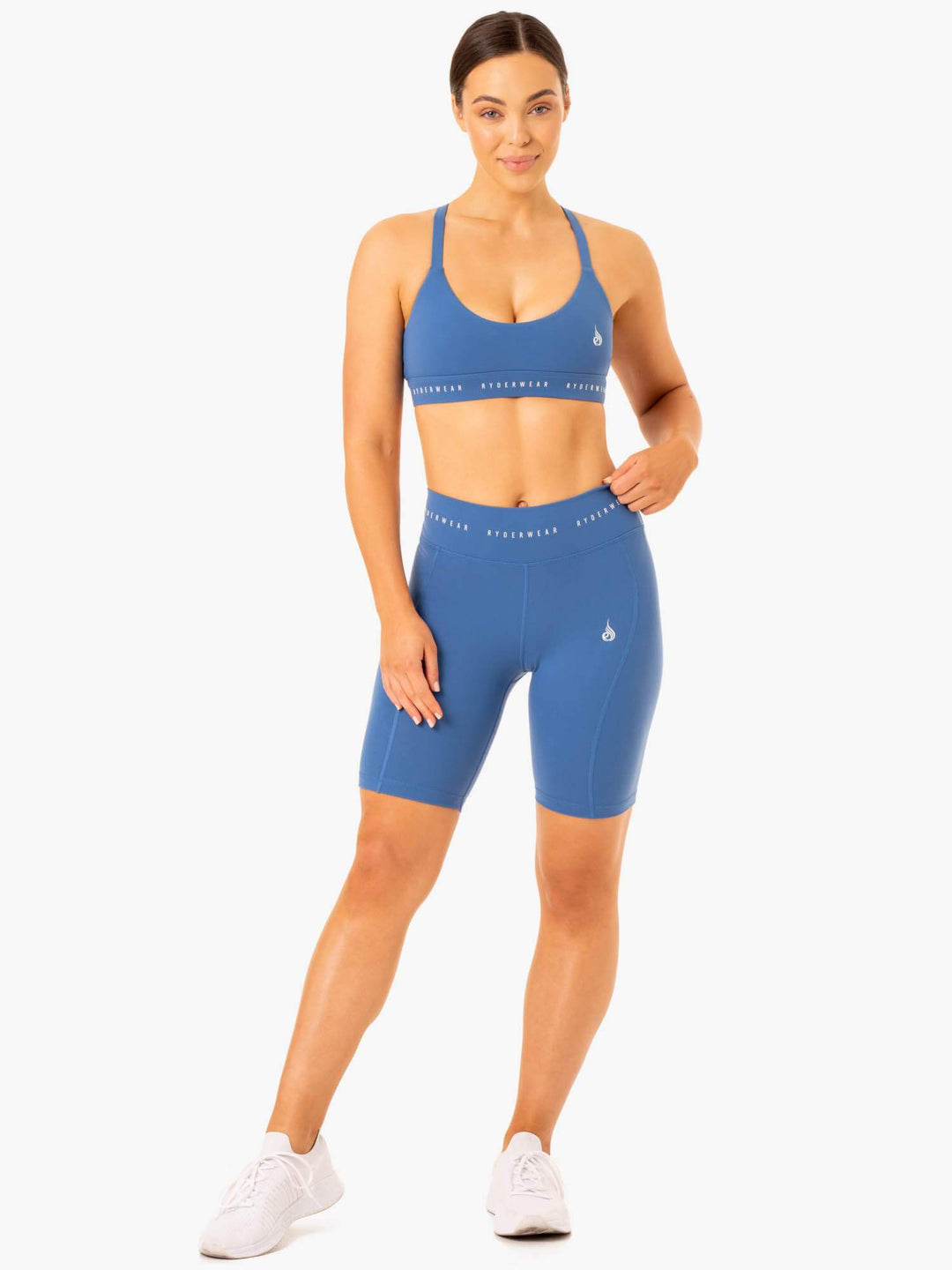 Reflex Cross Over Sports Bra - Blue Clothing Ryderwear 