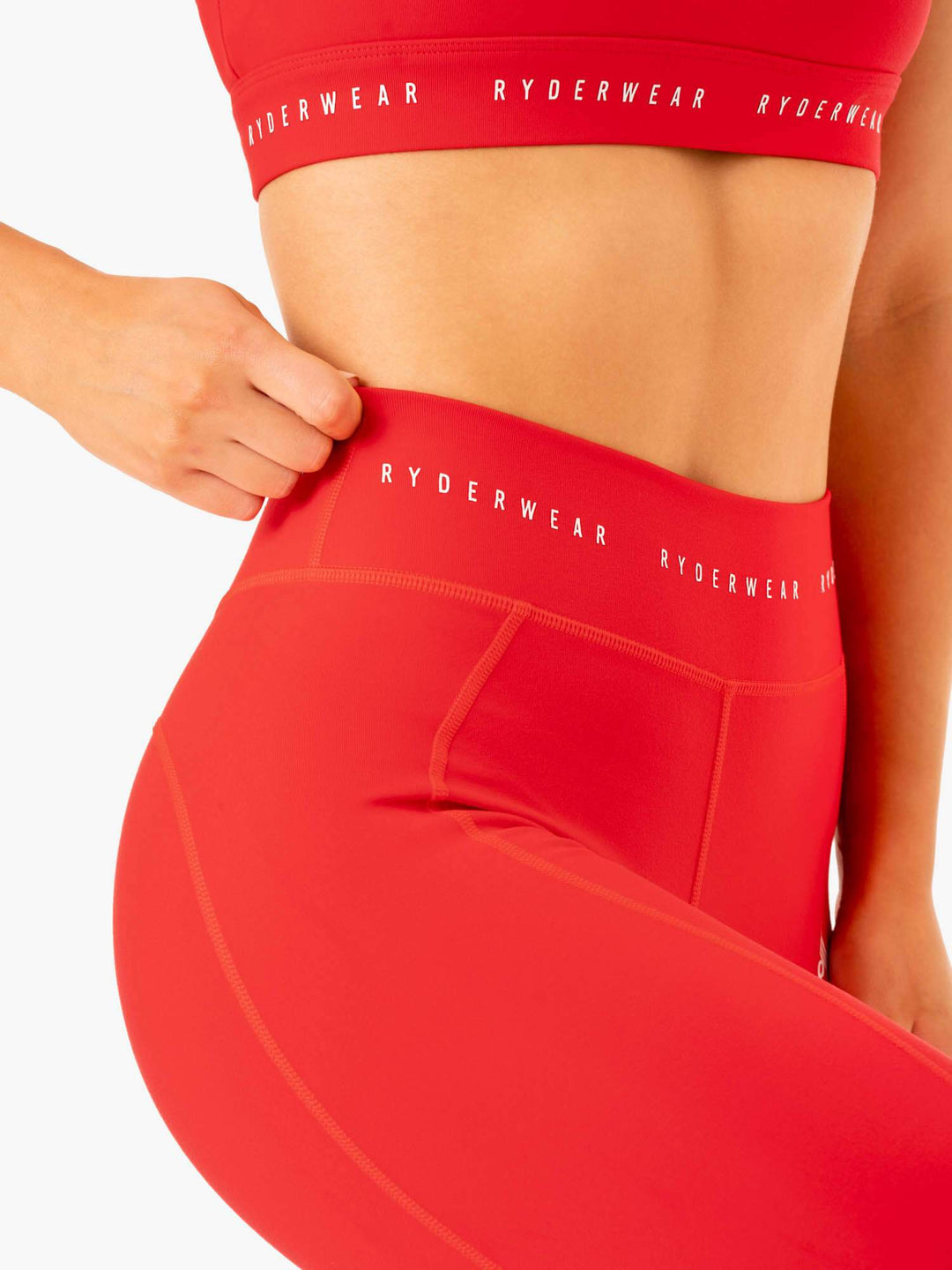 Reflex High Waisted Leggings - Red Clothing Ryderwear 