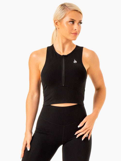 Reflex Zip Up Tank Black