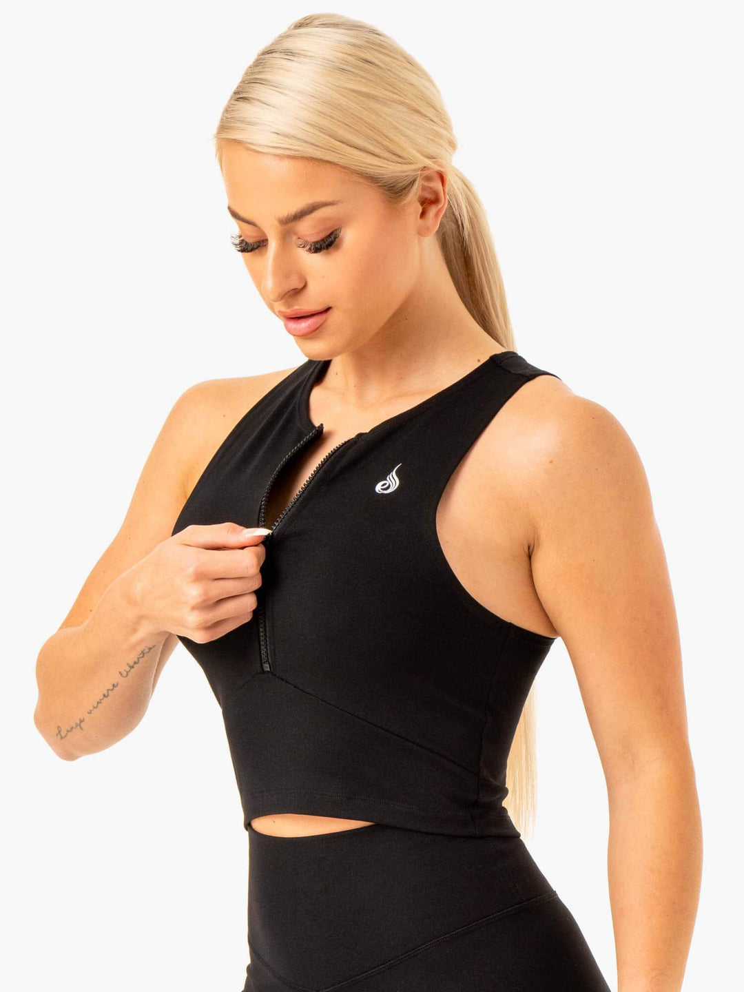 Reflex Zip Up Tank - Black Clothing Ryderwear 