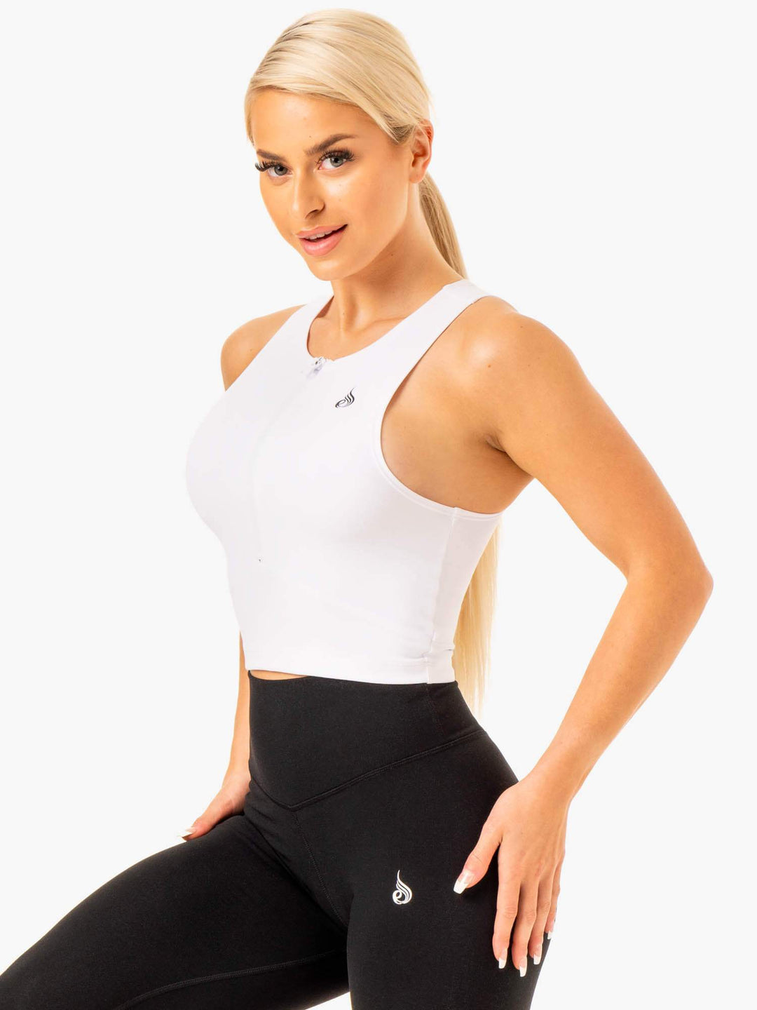 Reflex Zip Up Tank - White Clothing Ryderwear 