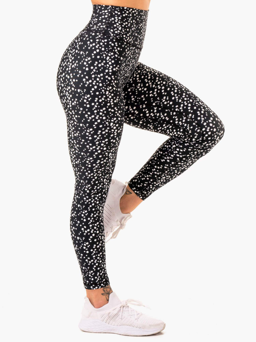 Reform High Waisted Leggings - Black Speckle Clothing Ryderwear 