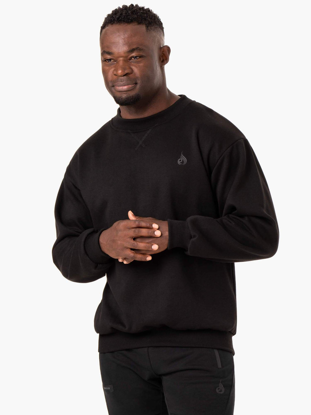 Reset Fleece Crew Neck - Black Clothing Ryderwear 