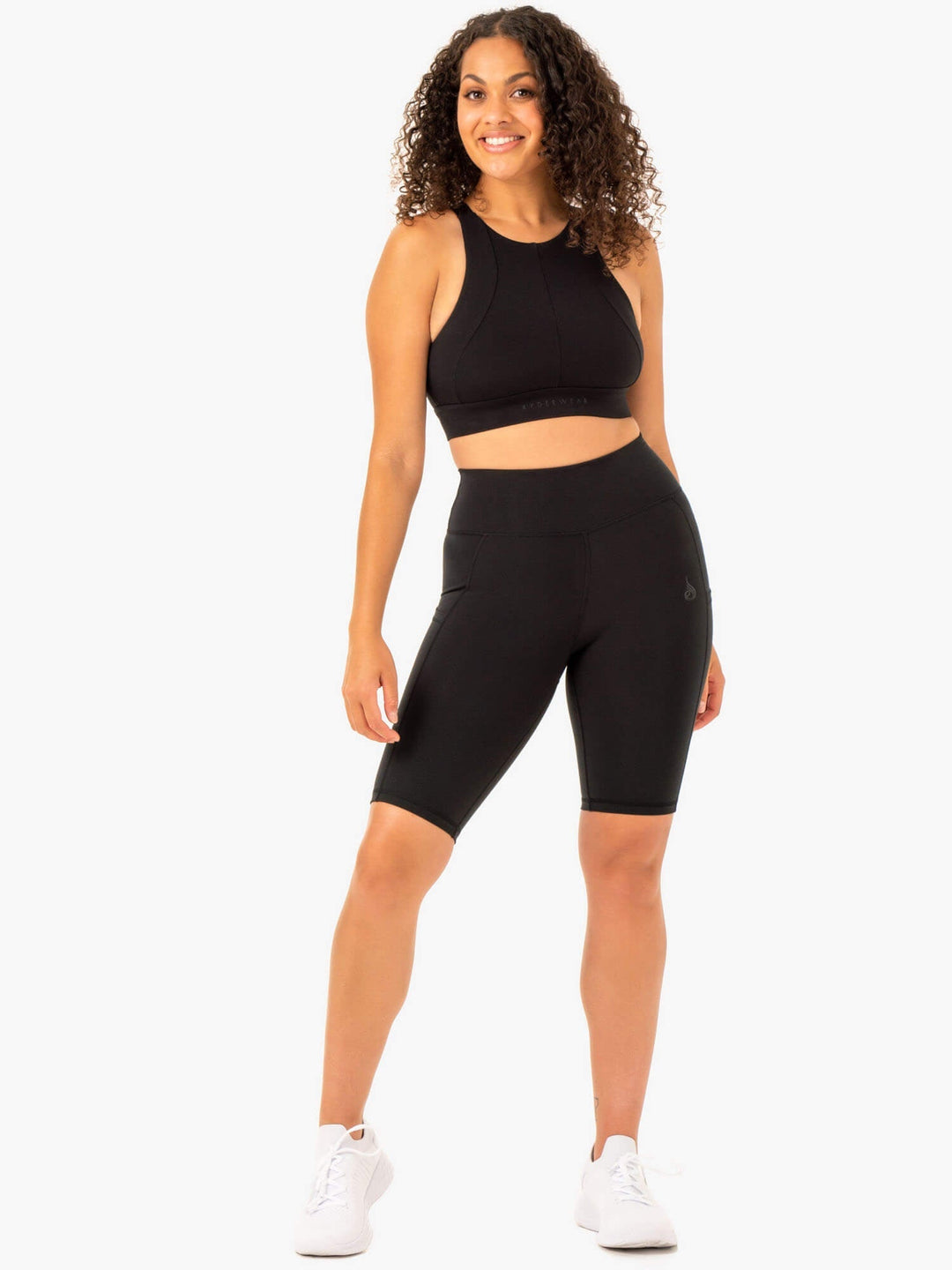 Reset High Waisted Pocket Bike Shorts - Black Clothing Ryderwear 