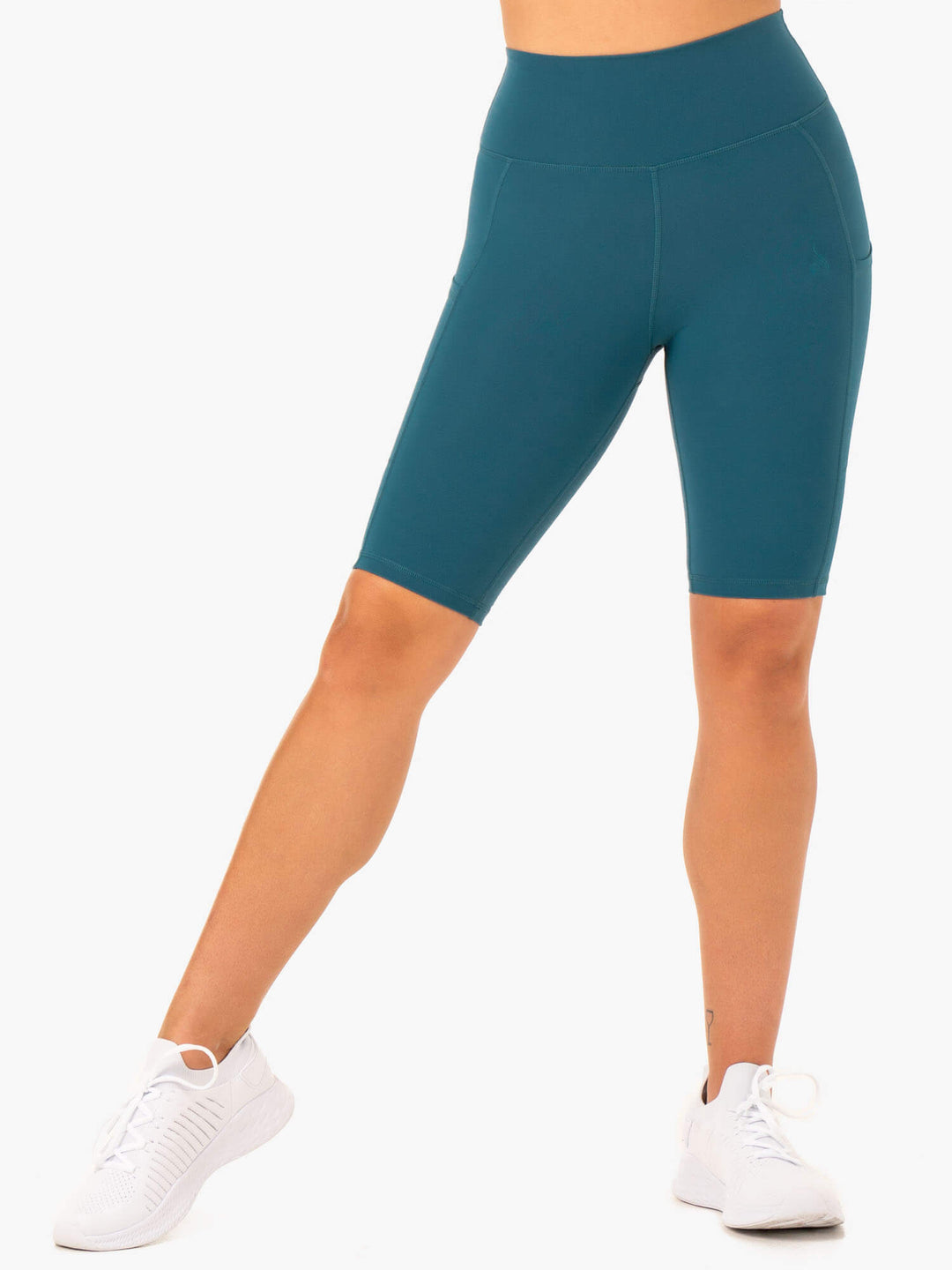 Reset High Waisted Pocket Bike Shorts - Teal Clothing Ryderwear 