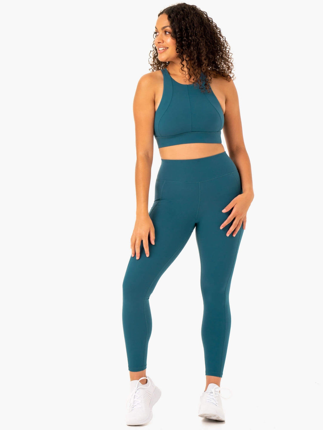 Reset High Waisted Pocket Leggings - Teal Clothing Ryderwear 