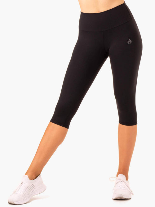 Reset High Waisted Scrunch Capri Leggings Black