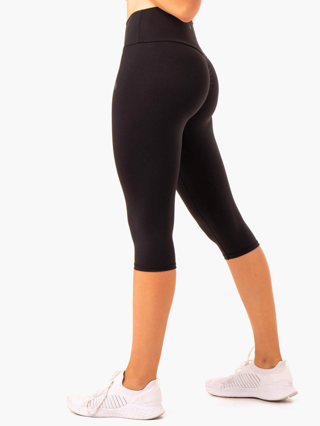 Reset High Waisted Scrunch Capri Leggings - Black Clothing Ryderwear 