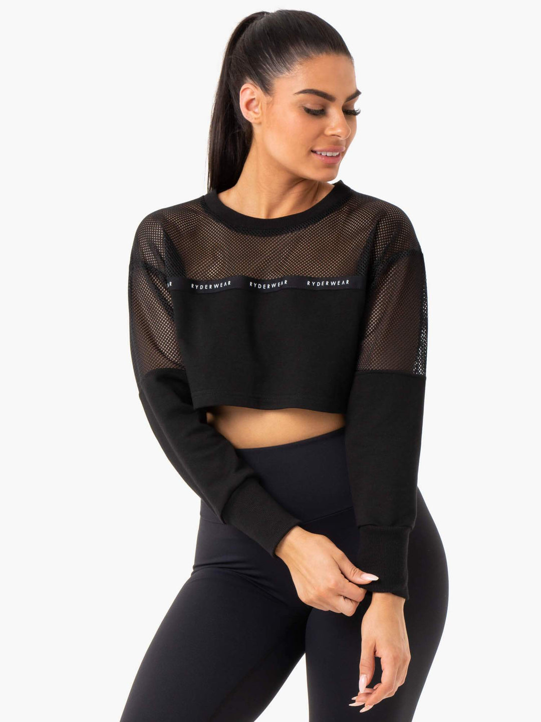 Revive Mesh Sweater - Black Clothing Ryderwear 