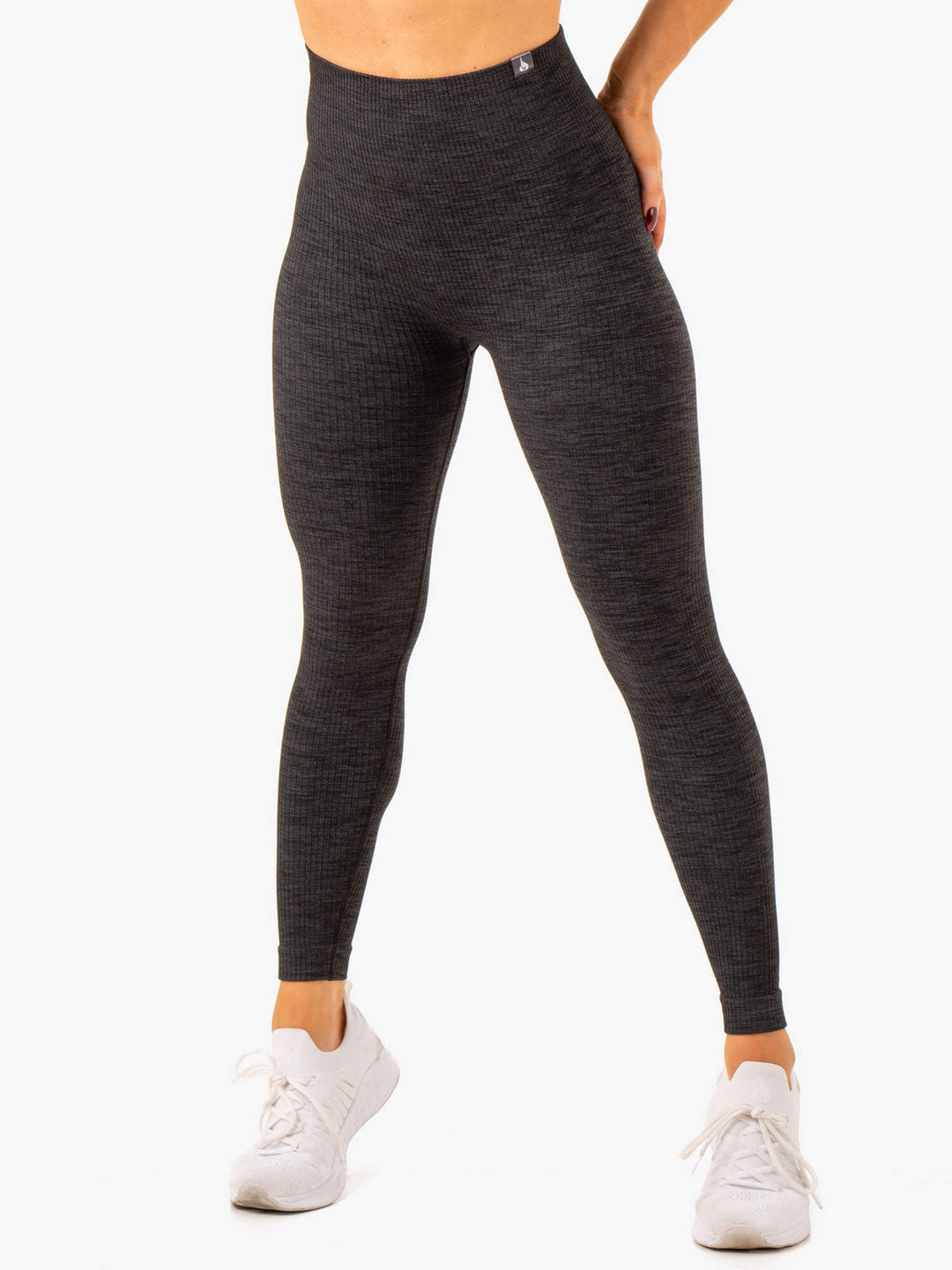 Rib Seamless Leggings - Black Marl Clothing Ryderwear 