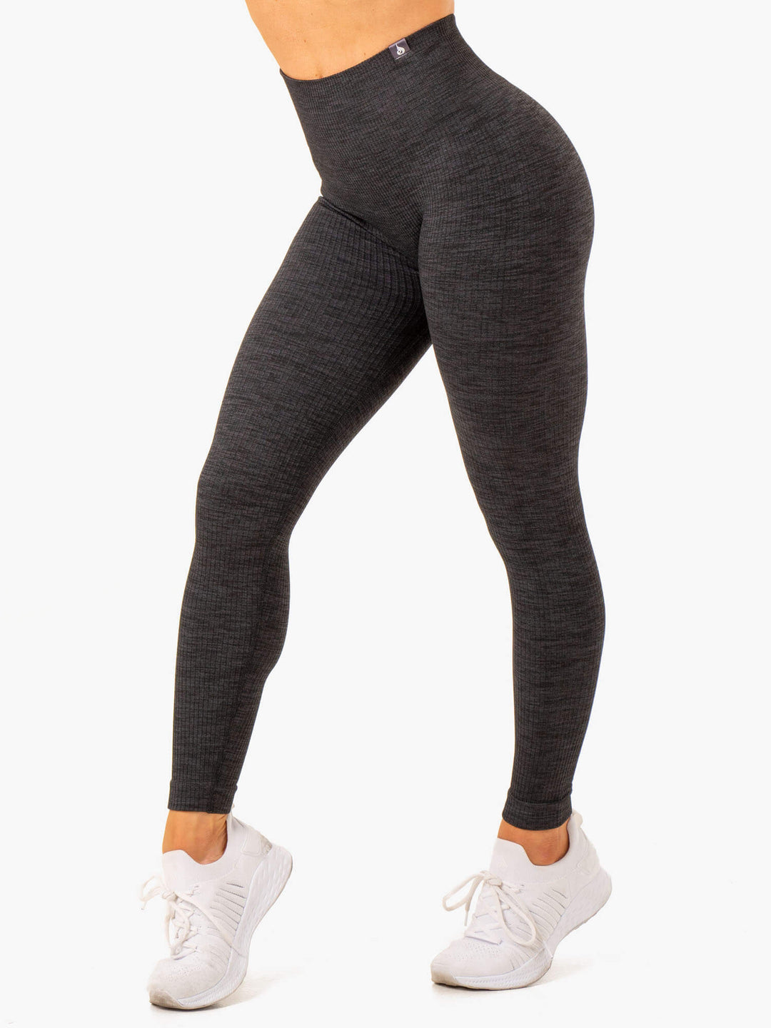 Rib Seamless Leggings - Black Marl Clothing Ryderwear 