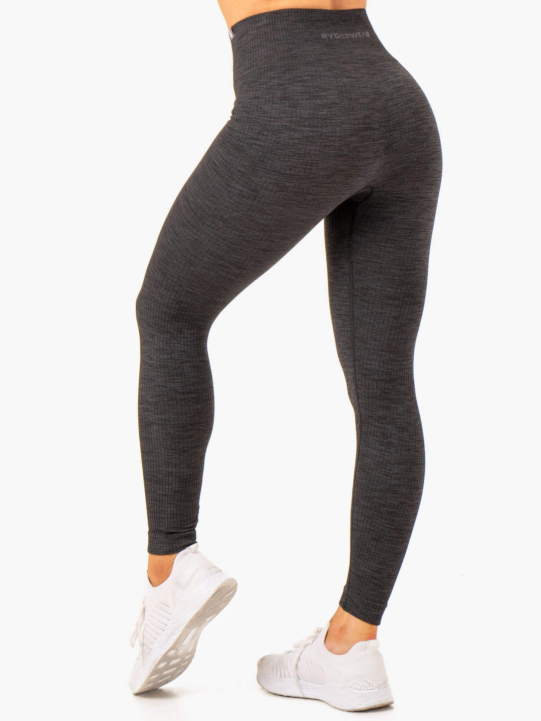 Rib Seamless Leggings - Black Marl Clothing Ryderwear 