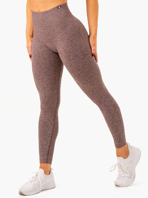 Rib Seamless Leggings Chocolate Marl