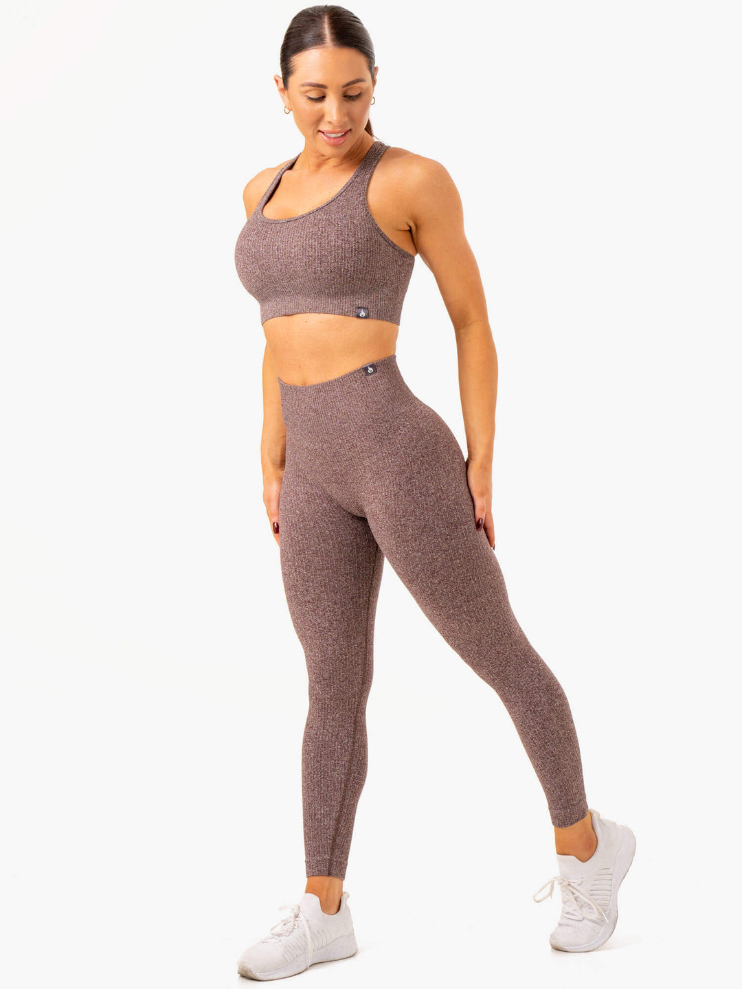 Rib Seamless Leggings - Chocolate Marl Clothing Ryderwear 