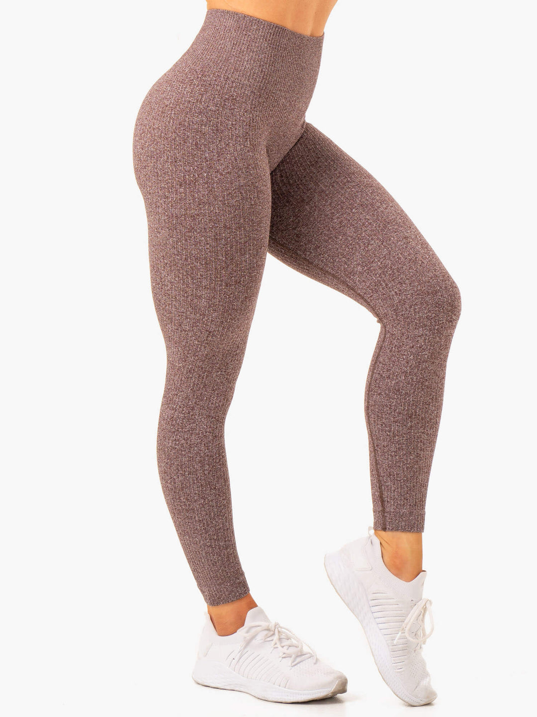 Rib Seamless Leggings - Chocolate Marl Clothing Ryderwear 