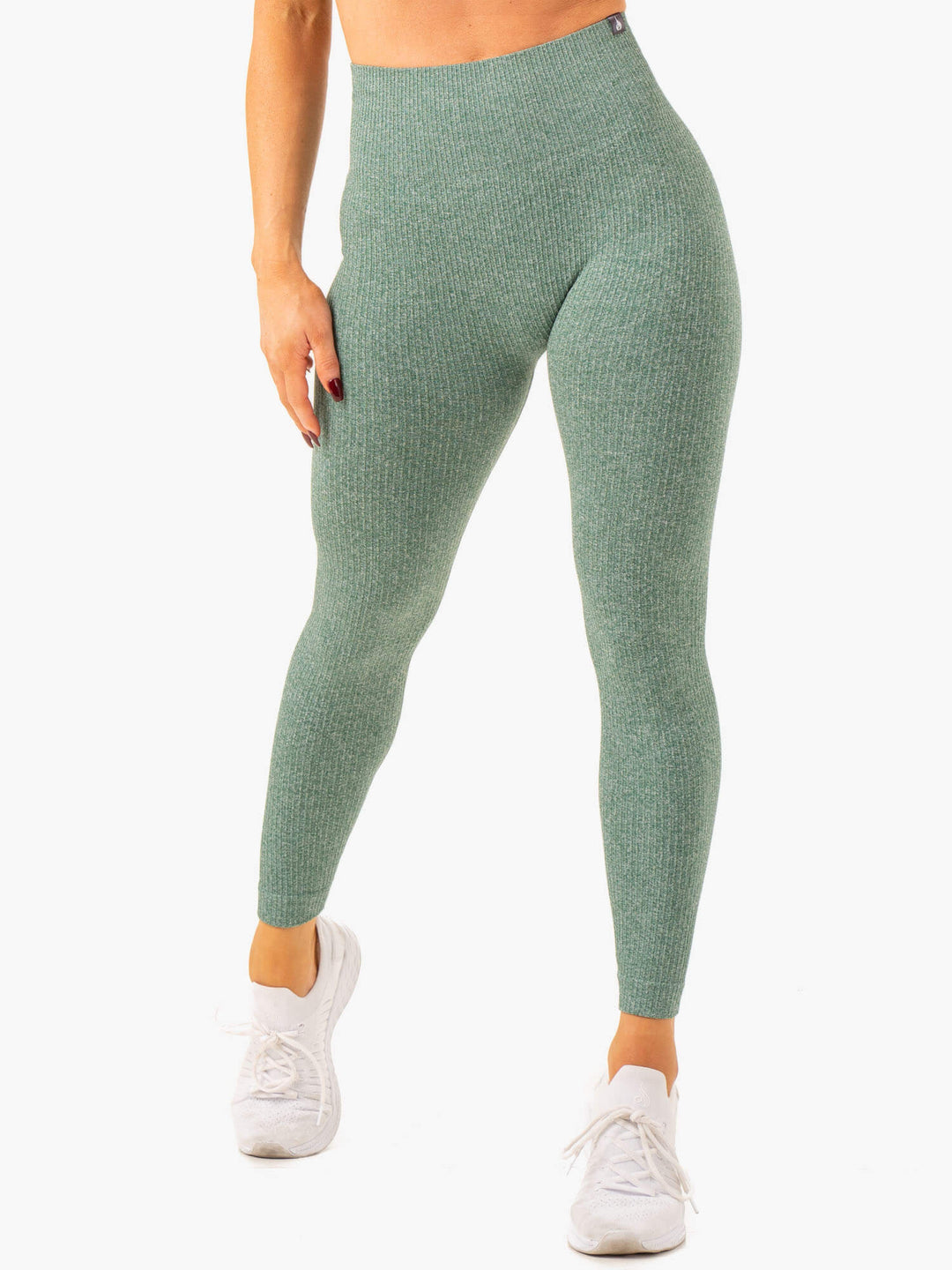 Rib Seamless Leggings - Green Marl Clothing Ryderwear 