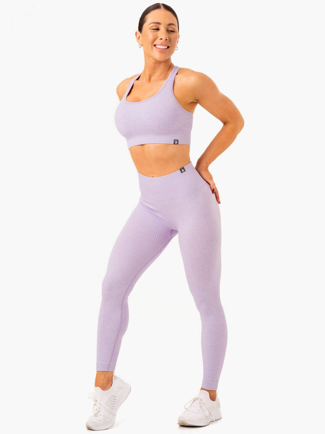 Rib Seamless Leggings - Lavender Marl Clothing Ryderwear 