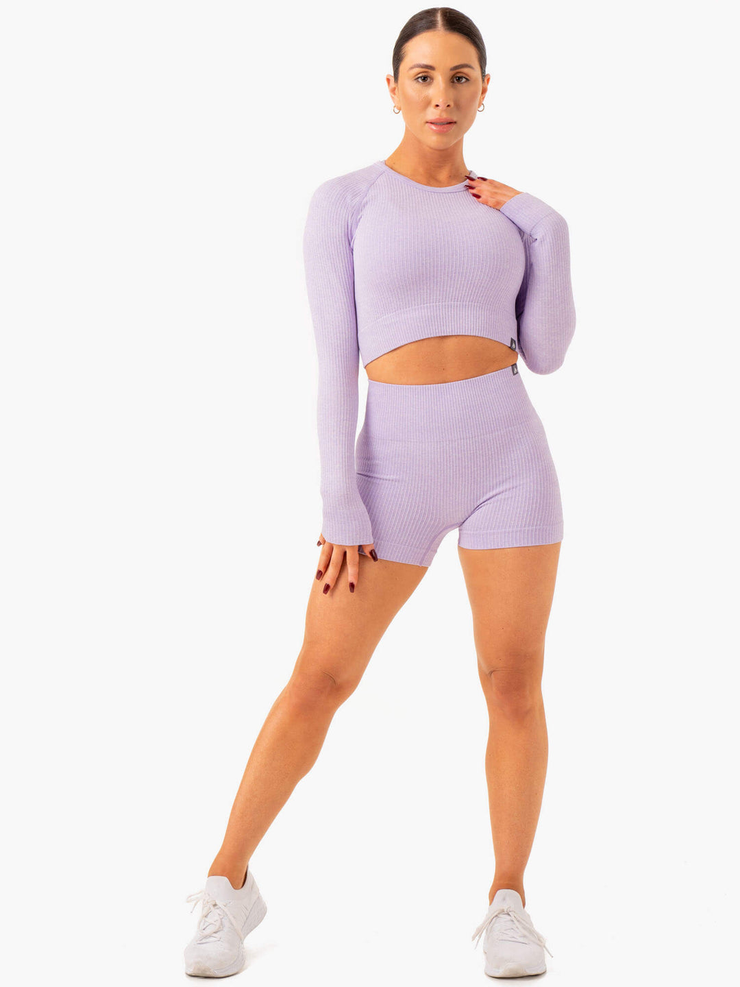 Rib Seamless Long Sleeve Top - Lavender Marl Clothing Ryderwear 