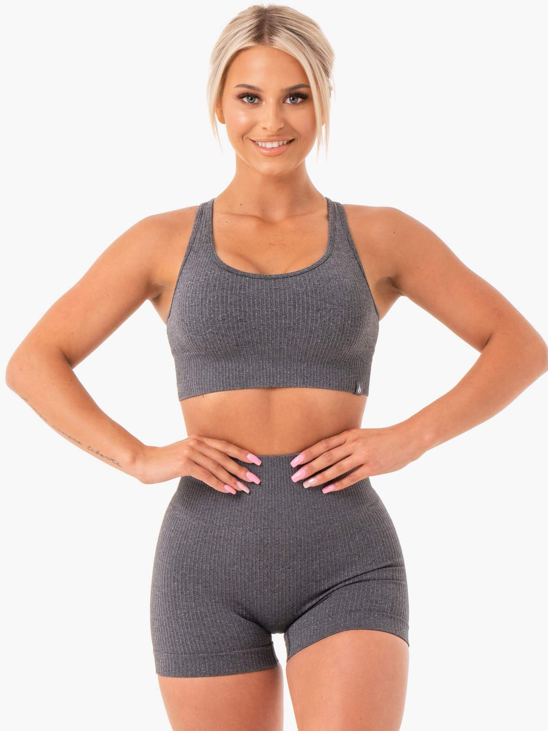 Rib Seamless Sports Bra - Charcoal Marl Clothing Ryderwear 