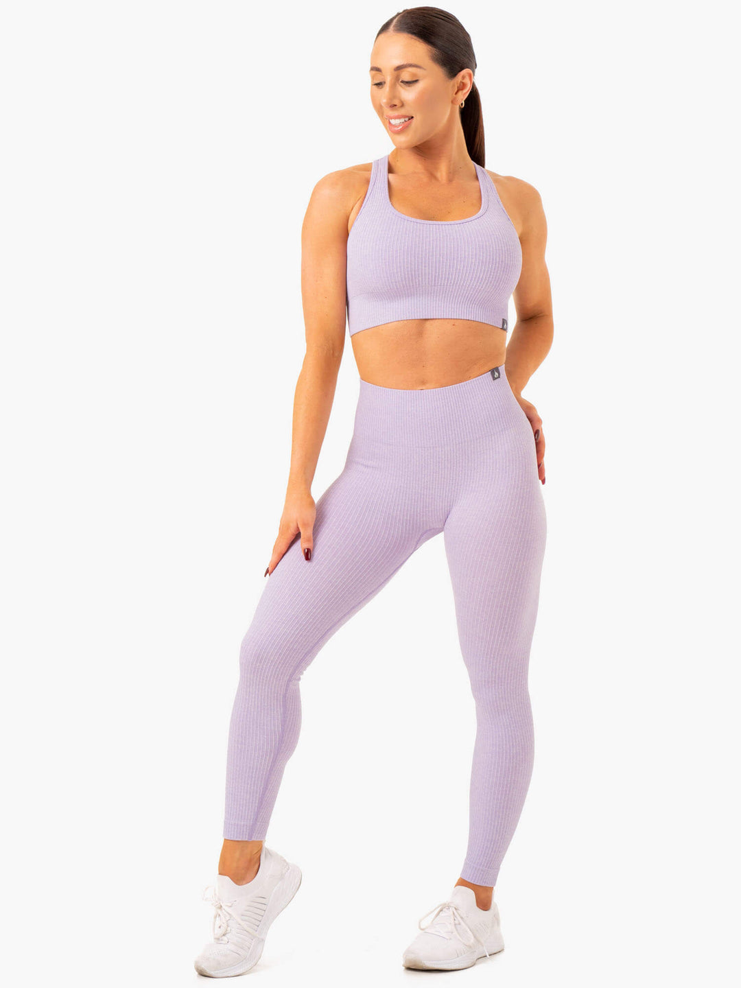 Rib Seamless Sports Bra - Lavender Marl Clothing Ryderwear 