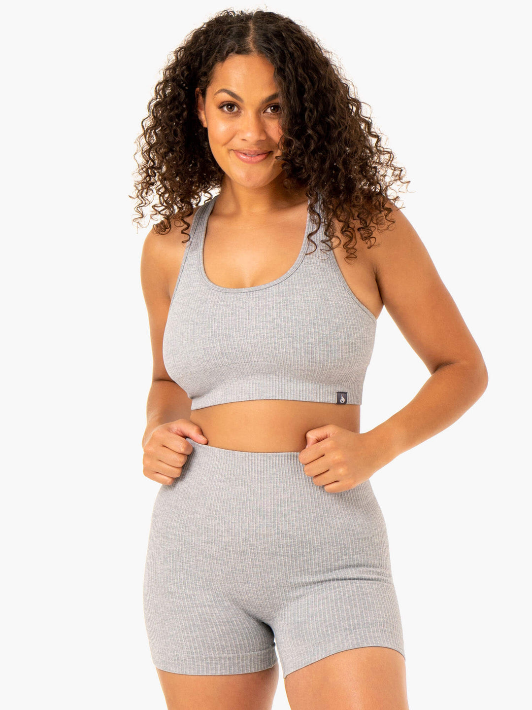 Rib Seamless Sports Bra - Light Grey Marl Clothing Ryderwear 