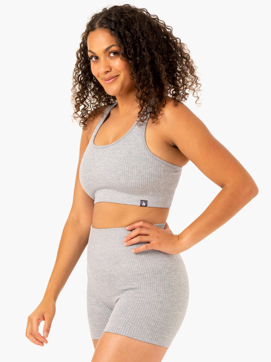 Rib Seamless Sports Bra - Light Grey Marl Clothing Ryderwear 