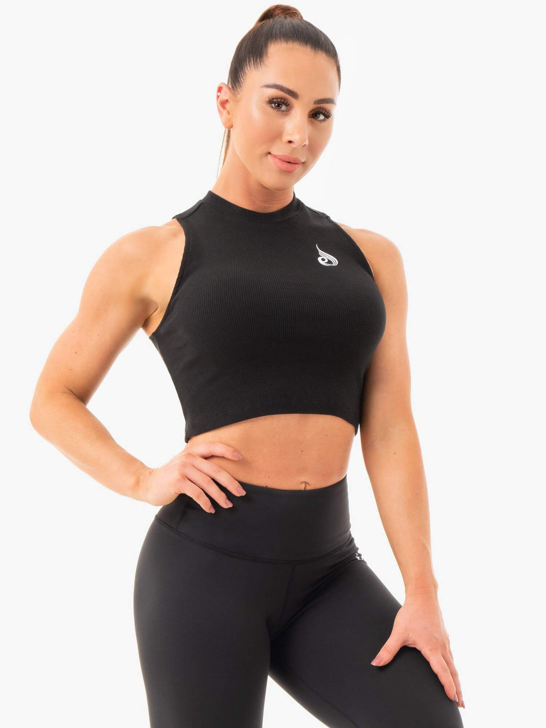 Ribbed Crop Tank - Black Clothing Ryderwear 