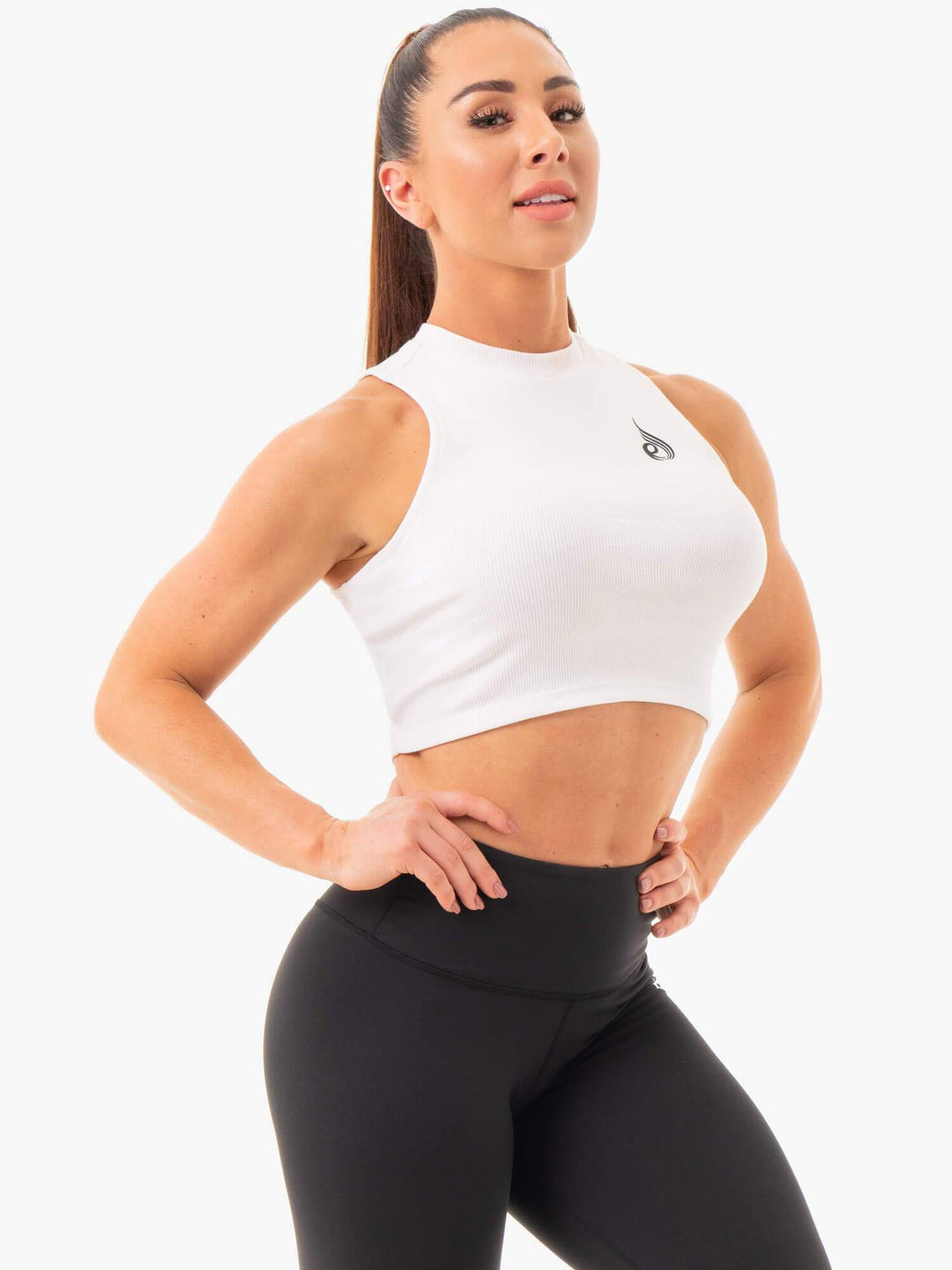 Ribbed Crop Tank - White Clothing Ryderwear 