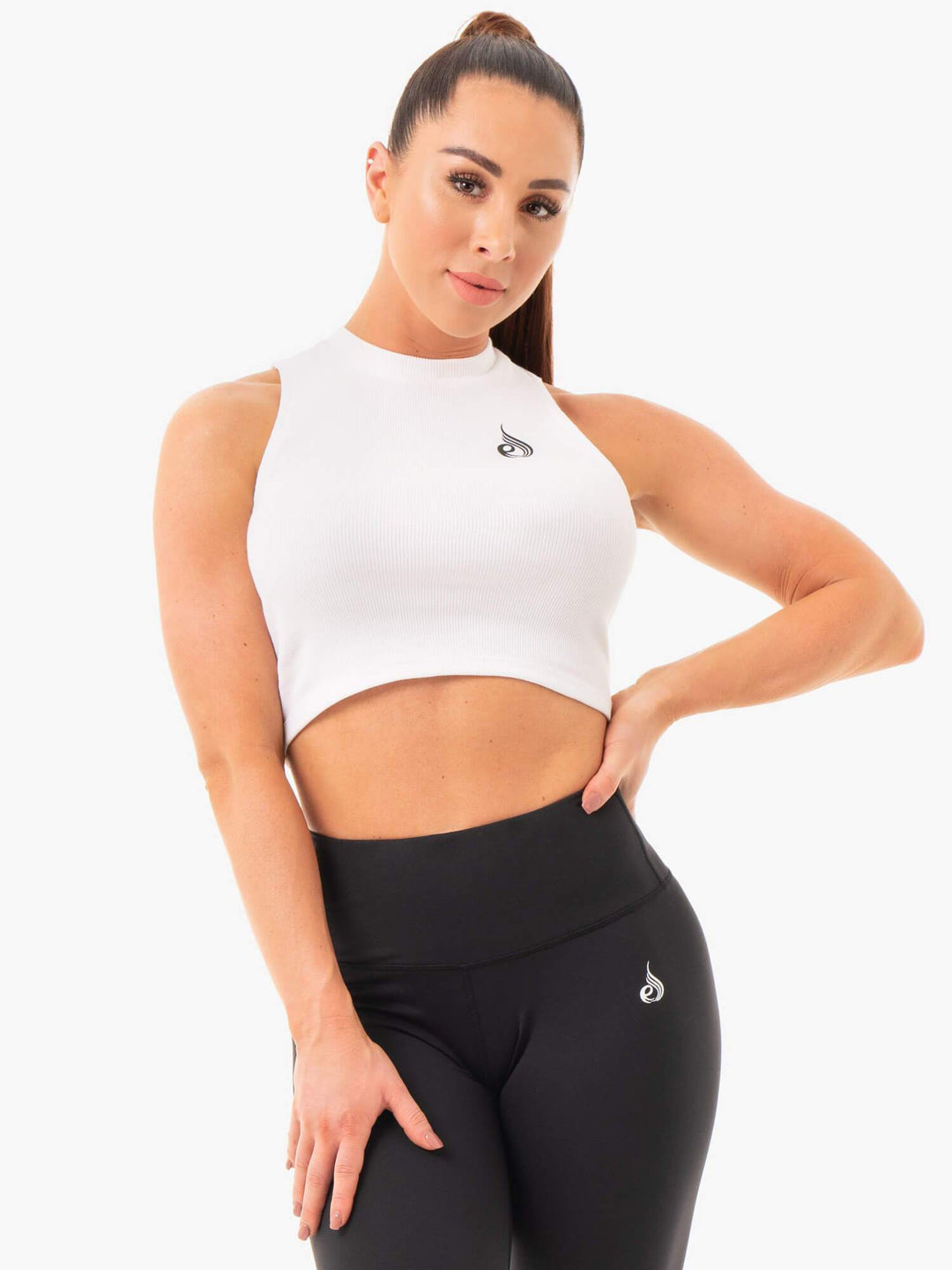 Ribbed Crop Tank - White Clothing Ryderwear 