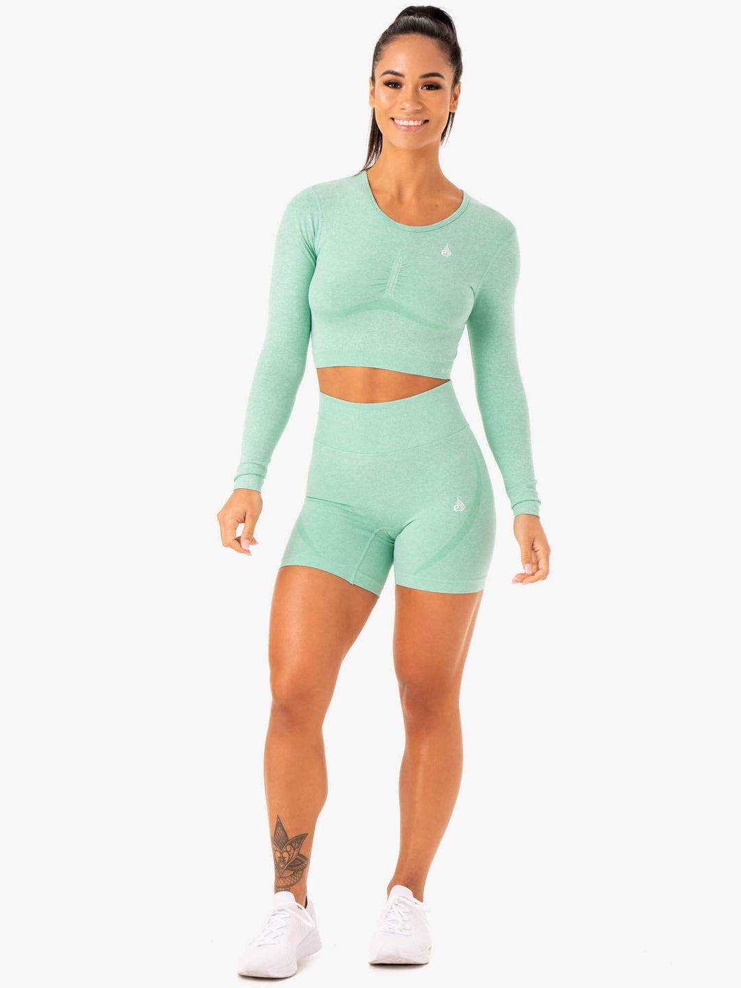 Sculpt Seamless Long Sleeve Top - Mint Marl Clothing Ryderwear 