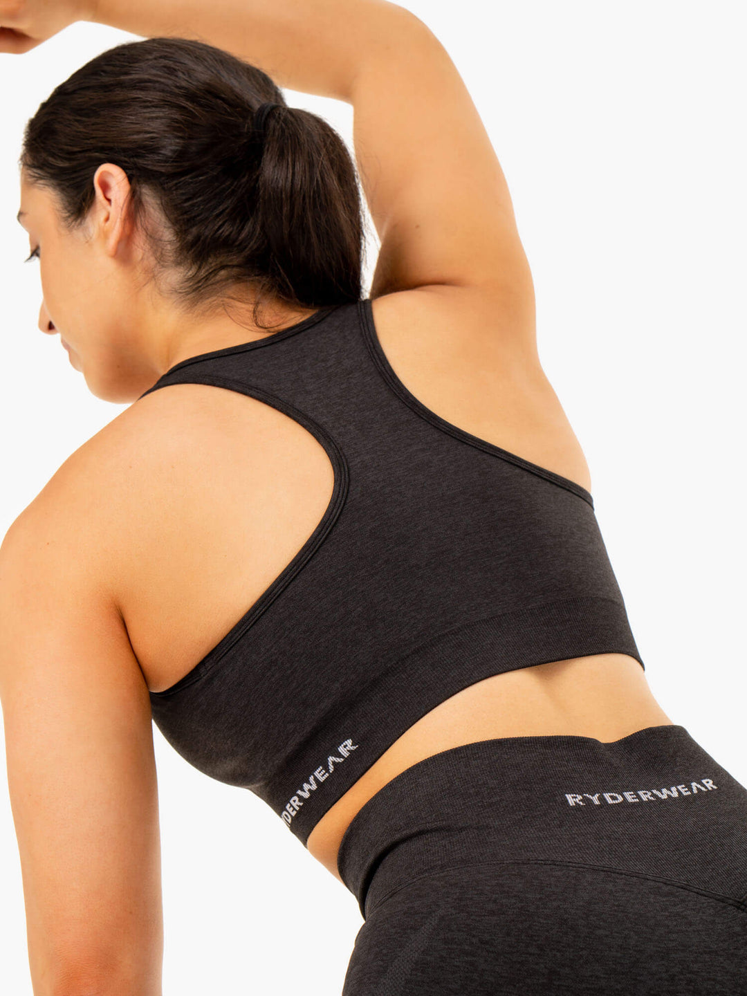 Sculpt Seamless Racer Back Sports Bra - Black Marl Clothing Ryderwear 