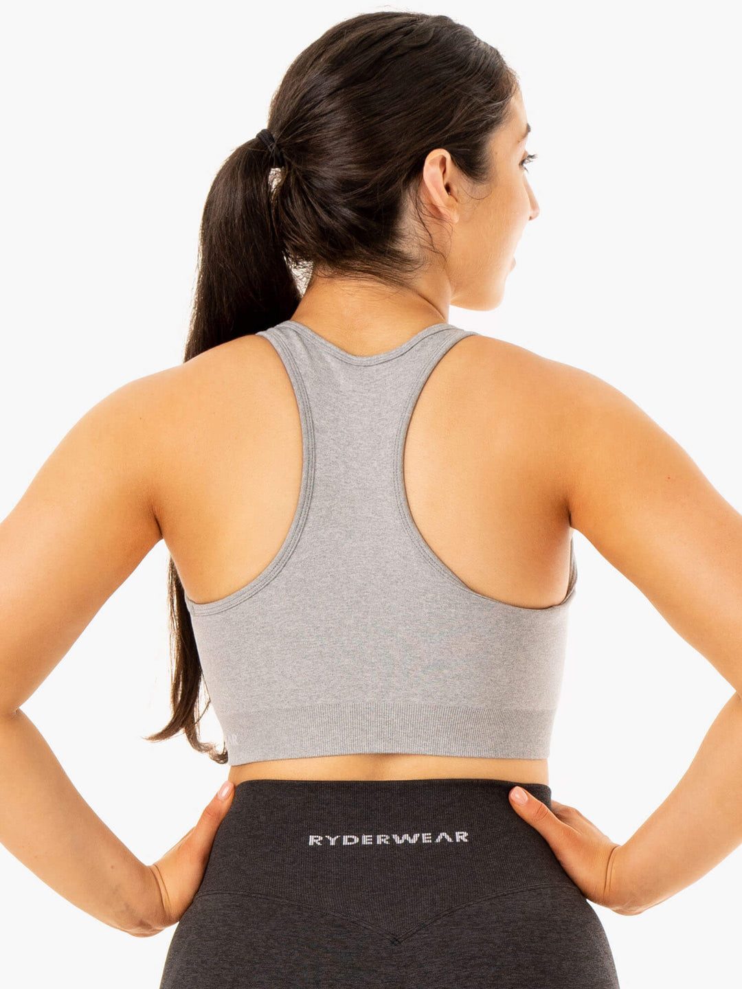 Sculpt Seamless Racer Back Sports Bra - Grey Marl Clothing Ryderwear 