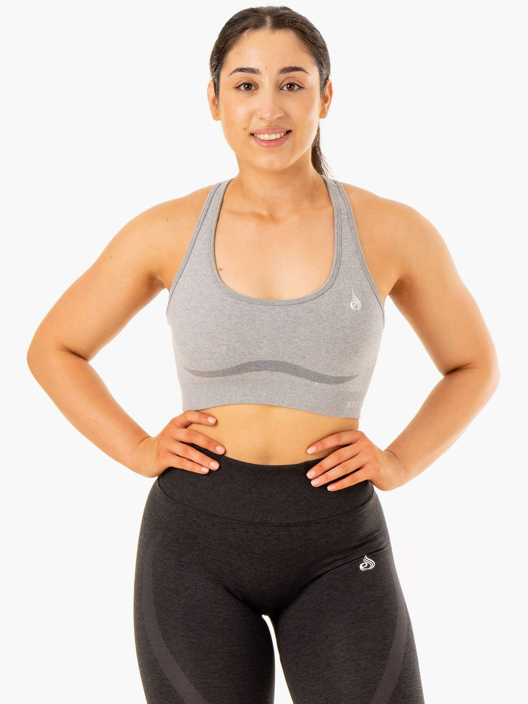 Sculpt Seamless Racer Back Sports Bra - Grey Marl Clothing Ryderwear 