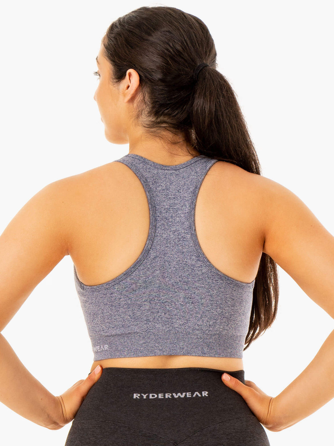 Sculpt Seamless Racer Back Sports Bra - Navy Marl Clothing Ryderwear 