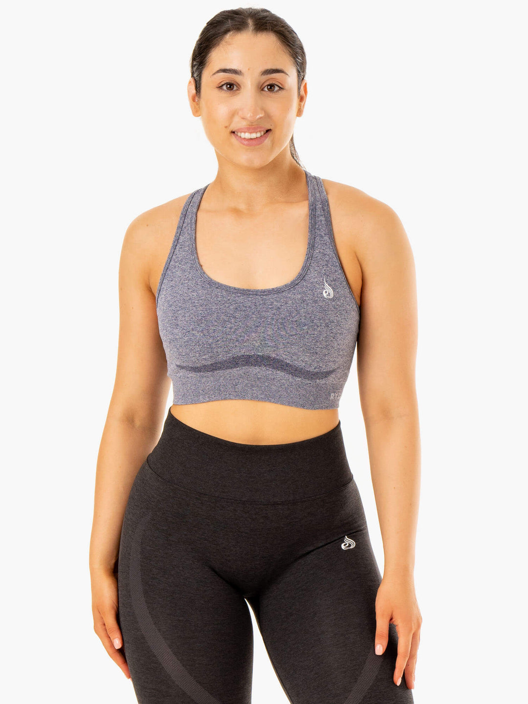 Sculpt Seamless Racer Back Sports Bra - Navy Marl Clothing Ryderwear 