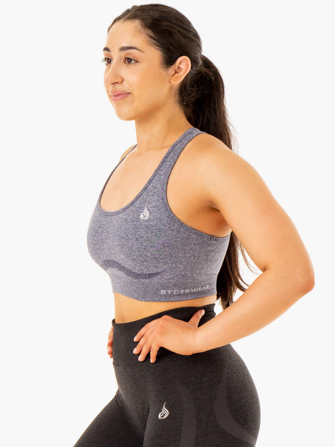 Sculpt Seamless Racer Back Sports Bra - Navy Marl Clothing Ryderwear 