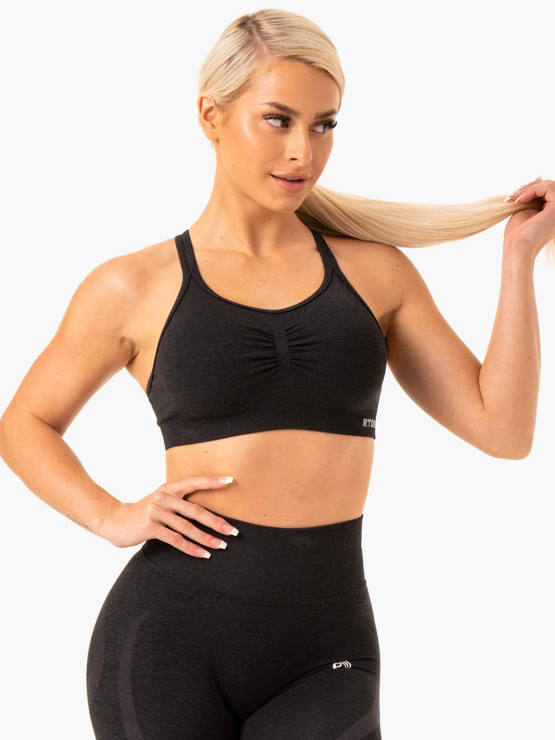 Sculpt Seamless Sports Bra - Black Marl Clothing Ryderwear 