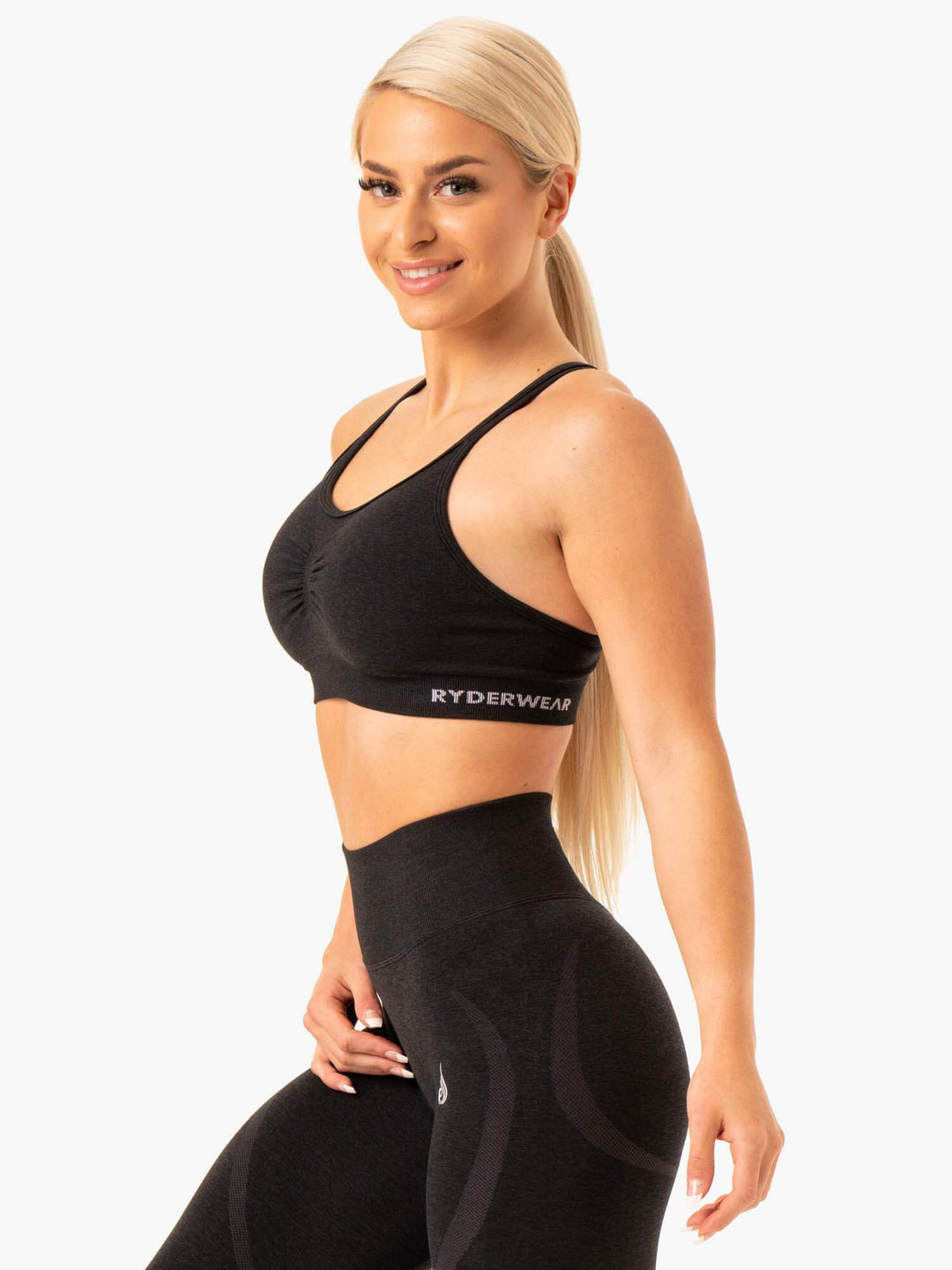 Sculpt Seamless Sports Bra - Black Marl Clothing Ryderwear 